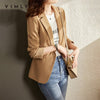VIMLY Autumn Blazer Coat For Women Notched Single Breasted Blazer Office Lady Business Jackets Female Clothes F8699