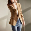 VIMLY Autumn Blazer Coat For Women Notched Single Breasted Blazer Office Lady Business Jackets Female Clothes F8699