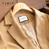 VIMLY Autumn Blazer Coat For Women Notched Single Breasted Blazer Office Lady Business Jackets Female Clothes F8699