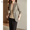 VIMLY Plaid Suit Jacket for Women Autumn 2022 Casual Office Lady Business Capable Blazer Female Coats F8779