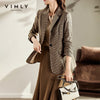 VIMLY Plaid Suit Jacket for Women Autumn Winter 2022 Casual Office Lady Business Capable Blazer femme Coats F8666