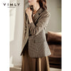 VIMLY Plaid Suit Jacket for Women Autumn Winter 2022 Casual Office Lady Business Capable Blazer femme Coats F8666