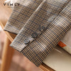 VIMLY Plaid Suit Jacket for Women Autumn Winter 2022 Casual Office Lady Business Capable Blazer femme Coats F8666