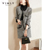 VIMLY Short Jacket 2 PCS Set For Women 2023 Winter Coat  Tweed Warm Skirt Houndstooth Elegant Female Plaid Overcoat F9612