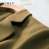 VIMLY Winter Bleazers For Women 2022 Lapel Blended Overcoat Elegant Office Lady Jacket Coats Female Green Coat F9086