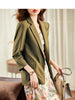 VIMLY Winter Bleazers For Women 2022 Lapel Blended Overcoat Elegant Office Lady Jacket Coats Female Green Coat F9086