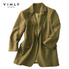 VIMLY Winter Bleazers For Women 2022 Lapel Blended Overcoat Elegant Office Lady Jacket Coats Female Green Coat F9086
