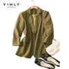 VIMLY Winter Bleazers For Women 2022 Lapel Blended Overcoat Elegant Office Lady Jacket Coats Female Green Coat F9086