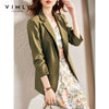 VIMLY Winter Bleazers For Women 2022 Lapel Blended Overcoat Elegant Office Lady Jacket Coats Female Green Coat F9086