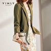 VIMLY Winter Bleazers For Women 2022 Lapel Blended Overcoat Elegant Office Lady Jacket Coats Female Green Coat F9086