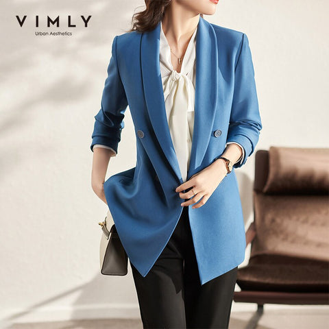 VIMLY Women Blazers Spring 2023 Office Lady Jacket Business Coats Outwear Female Loose Blazer F8605