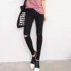 Summer Style White Hole Torn Leggings Women's Pants High Waist Femme For Women Skinny Black Casual Pants High Quality