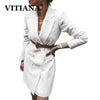 VITIANA Black Long Blazer Women Spring 2023 Female Long Sleeve Butuuons Office Work White Blazers and Jackets Femme OL Outerwear
