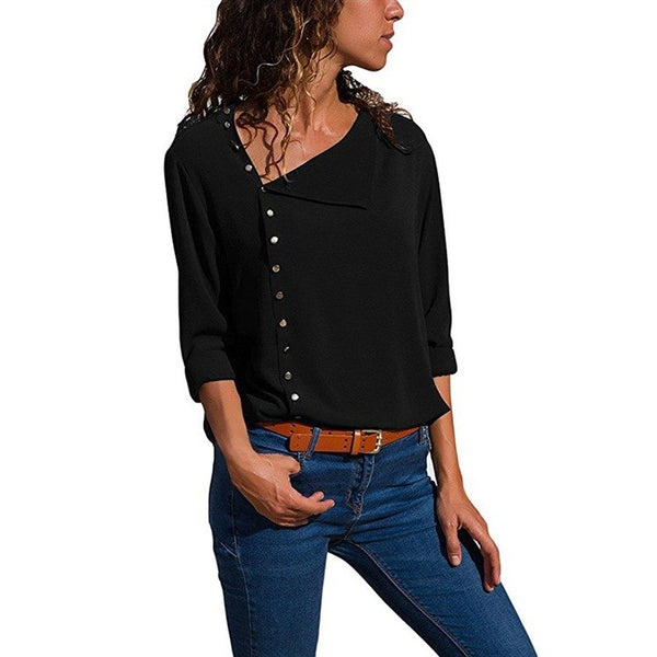 Women Elegant Office Blouse Tops Ladies 2022 Summer Autumn Black 3/4 Sleeve Loose Fashion Blusa Female Casual Shirts