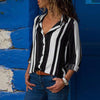 Women Striped Business Casual Blouse Tops Female 2022 Summer Autumn Long Sleeve Print High Street Loose Tee Shirts