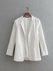 VOGUEIN New Womens White Black Striped Print Long Sleeve Cardigan Blazer Coat Wholesale