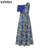 VONDA 2023 Summer Sexy Sundress Women Sleeveless Bohemian Printed Party Long Maxi Dress Off Shoulder Pleated Beach Vestidos Robe
