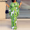 VONDA Ladies Bohemian Maxi Sundress Beach 2023 Summer Women Casual O Neck Long Bat Sleeve Vintage Printed Party Vestidos Belted