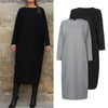 VONDA Women Autumn Solid Long Dress O Neck Long Sleeve Shirt Dress Elegant Vestido Midi Robe Femme Casual Party Sundress