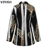 VONDA Women OL Lady Blazer 2022 Sexy Lapel Collar Button Up Casual Suits Blazer Long Sleeve Printed Veste Femme Coats Femininas