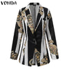VONDA Women OL Lady Blazer 2022 Sexy Lapel Collar Button Up Casual Suits Blazer Long Sleeve Printed Veste Femme Coats Femininas