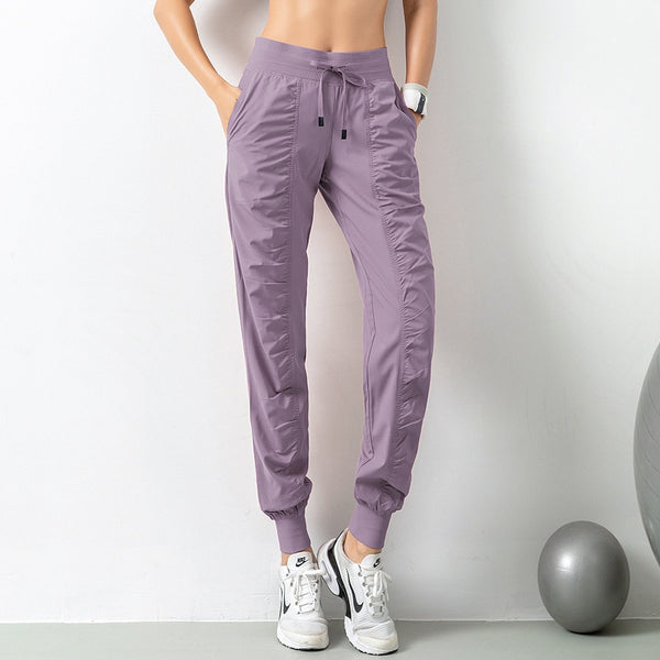 VUTRU 2022 Fabric Drawstring Running Sport Joggers Women Quick Dry Athletic Fitness Sweatpants Two Side Pockets Exercise Pants