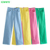 VUWWYV Za Baggy Jeans Woman High Waist Wide Leg Jeans Women Pink Y2K Summer Pants for Women Green Mom Jeans Streetwear Trousers