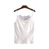basic V neck lace patchwork camis blouse sleeveless adjustable straps shirts female casual white black chic tops WA040