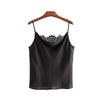 basic V neck lace patchwork camis blouse sleeveless adjustable straps shirts female casual white black chic tops WA040
