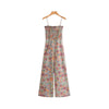 elegant floral print jumpsuits sleeveless backless adjustable straps elastic bust rompers ladies chic playsuits KA057