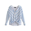elegant striped oversized blouses long sleeve irregular pleated shirts ladies cute loose office wear tops blusas LA163