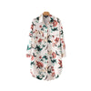 floral print oversized long blouse pockets long sleeve turn down collar split shirt female loose casual tops blusas LA159