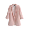 women basic notched collar solid blazer beading pearl pockets candy colors female retro casual outwear chic tops CA005