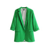 women basic notched collar solid blazer beading pearl pockets candy colors female retro casual outwear chic tops CA005
