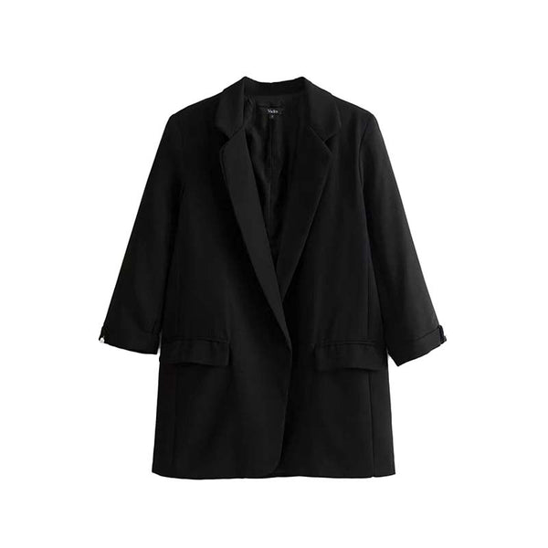 women basic notched collar solid blazer beading pearl pockets candy colors female retro casual outwear chic tops CA005