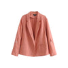 women casual notched collar solid blazer pockets side split candy colors female fashion summer outwear chic tops CA012