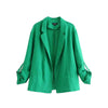 women casual notched collar solid blazer pockets side split candy colors female fashion summer outwear chic tops CA012