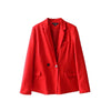 women elegant Notched collar solid blazer pockets long sleeve outerwear office lady work wear baisc chic tops CT1642