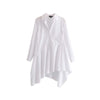 women elegant irregular long blouse pleated asymmetrical design long sleeve shirts ladies white casual tops blusas LA192