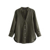 women elegant solid linen blouse V neck long sleeve pleated shirts ladies office wear basic casual tops blusas LA191