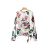 women sweet bow tie floral blouse long sleeve O neck pleated shirts retro ladies office wear casual tops blusas LA177