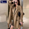 Vangull 2022 Autumn Blazer Women Single Breasted Oversized Suit Jacket Office Ladies Loose Plus Size Long Sleeve Out Wear Blazer