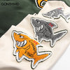 Varsity Baseball Bomber Jacket Hip Hop Embroidery Furry Shark Patchwork Leather Coats Harajuku Casual College Jacket Streetwear