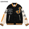 Varsity Baseball Bomber Jacket Hip Hop Embroidery Furry Shark Patchwork Leather Coats Harajuku Casual College Jacket Streetwear