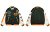 Varsity Baseball Bomber Jacket Hip Hop Embroidery Furry Shark Patchwork Leather Coats Harajuku Casual College Jacket Streetwear