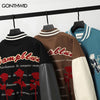 Varsity Baseball Bomber Jacket Men Embroidery Rose Floral Letter Patchwork Jacket 2023 Harajuku Hip Hop Casual Coats Streetwear