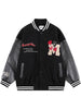 Varsity Baseball Bomber Jacket Men Embroidery Rose Floral Letter Patchwork Jacket 2023 Harajuku Hip Hop Casual Coats Streetwear