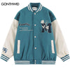 Varsity Baseball Bomber Jacket Men Embroidery Rose Floral Letter Patchwork Jacket 2023 Harajuku Hip Hop Casual Coats Streetwear