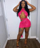 Vavcy 2022 summer sexy dress suit glittering fabric criss-cross vest + skirt
