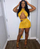 Vavcy 2022 summer sexy dress suit glittering fabric criss-cross vest + skirt